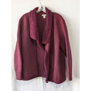 L.L. Bean Purple Suede Open Front Style Coat Purple Women's Size Large Regular